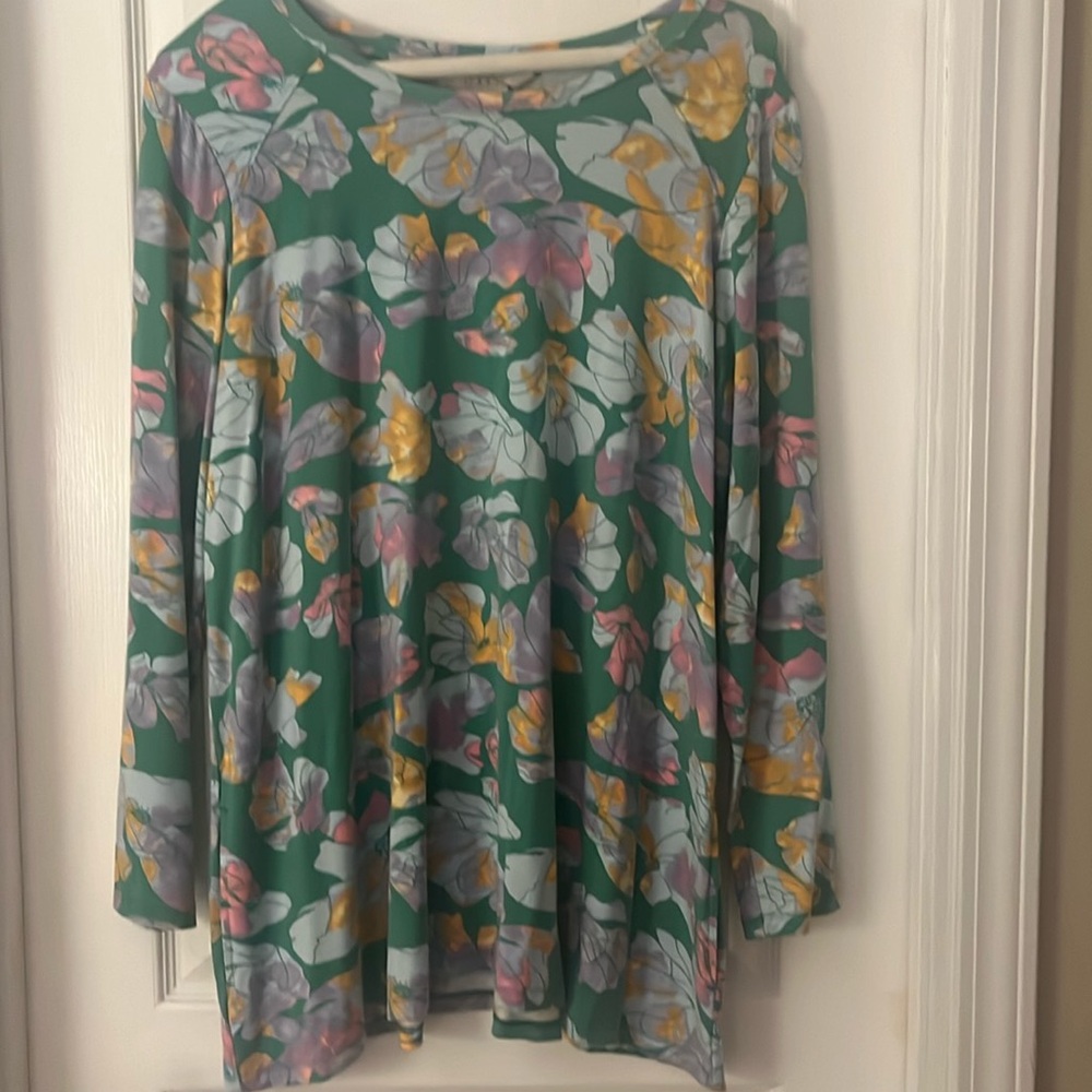 WOW!!!  Logo by Lori Goldstein. Size 1X. Long sleeve Tunic.